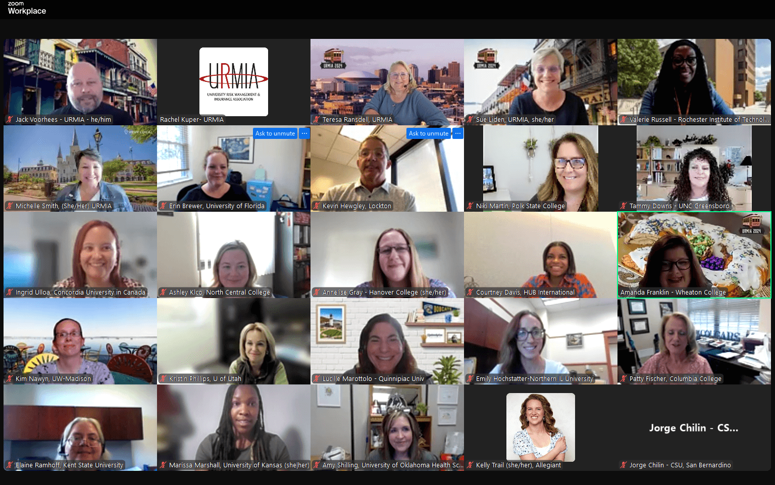 Zoom screenshot of the entire crowd attending